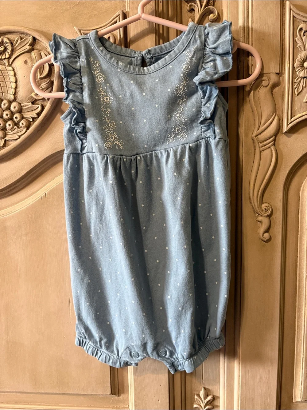 Navy & Blue Baby Rompers - Watermelon Gingham and Chambray Dot